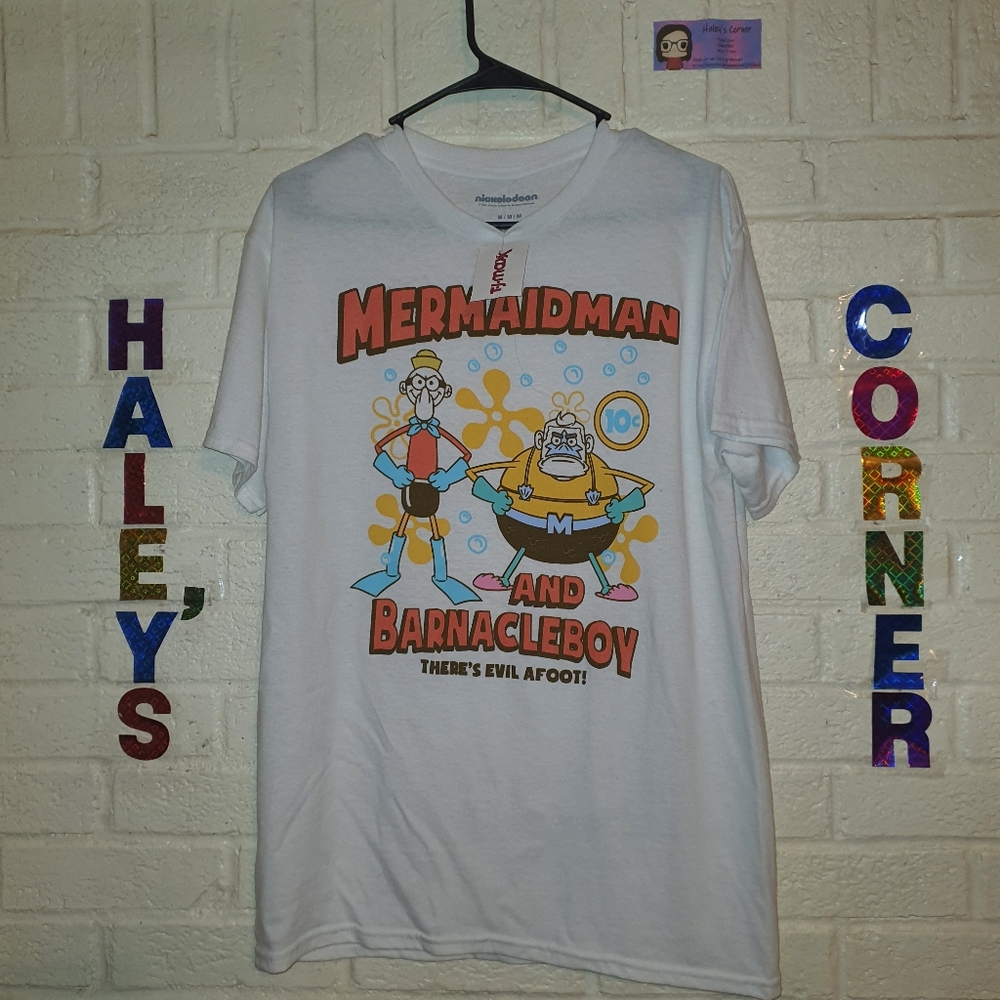 MermaidMan/Barnacle Boy There's Evil Afoot! Short Sleeve TShirt SZ Medium New